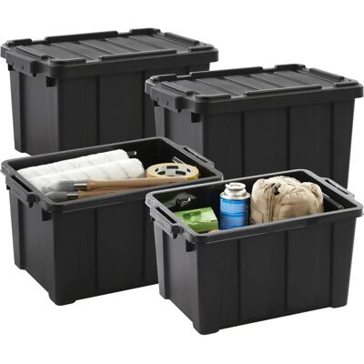 Iris Ohyama 4 Cajas de Almacenamiento 21L Rojo Duraderas Apilables Garaje Iris Ohyama 4 Cajas de Almacenamiento 21L Rojo Duraderas Apilables Garaje