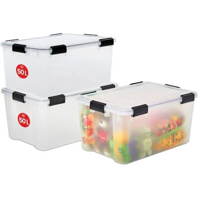 Ensemble de Boîtes de Rangement IRIS OHYAMA 50L - Empilables, Sans BPA - Publicité Ensemble de Boîtes de Rangement IRIS OHYAMA 50L - Empilables, Sans BPA - Publicité