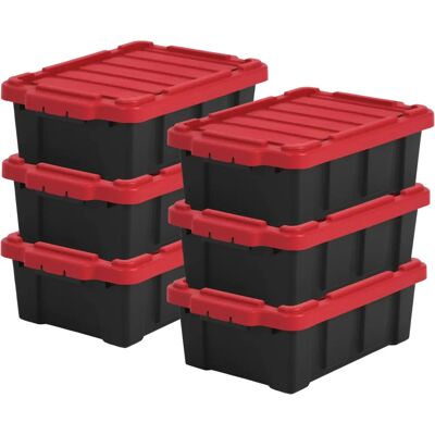 Iris Ohyama - 6 Boîtes en plastique empilables 12,5L - Résistantes - Publicité Iris Ohyama - 6 Boîtes en plastique empilables 12,5L - Résistantes - Publicité