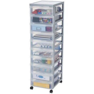Iris Ohyama Kunststoff Aufbewahrungsturm - 10 Schubladen Büro Organizer - Grau Iris Ohyama Kunststoff Aufbewahrungsturm - 10 Schubladen Büro Organizer - Grau