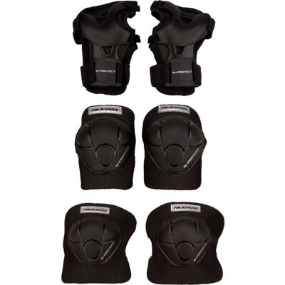 Ensemble de Protections Nijdam - Poignet, Coude, Genou - Noir - Publicité Ensemble de Protections Nijdam - Poignet, Coude, Genou - Noir - Publicité