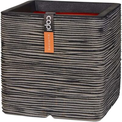 VidaXL Capi Quadratische Rib Pflanzgefäß - 50x50cm - Anthrazit - Innen/Außen VidaXL Capi Quadratische Rib Pflanzgefäß - 50x50cm - Anthrazit - Innen/Außen