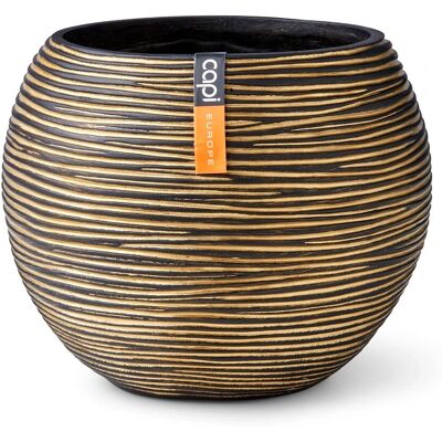 Capi Europe - Vaas bol Rib - black gold - flower pot Capi Europe - Vaas bol Rib - black gold - flower pot