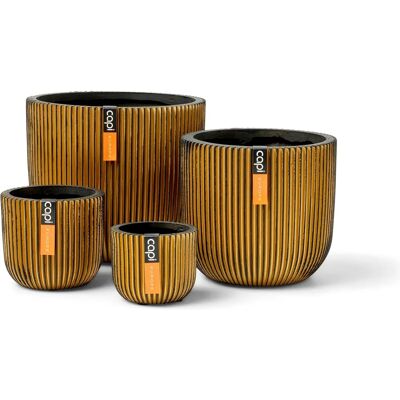 Capi Europe Groove 4-teilig Pflanzgefäß-Set - Gold Capi Europe Groove 4-teilig Pflanzgefäß-Set - Gold
