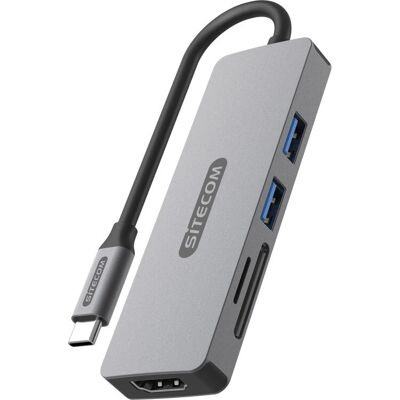 SiteCom - 5 in 1 USB-C Multiport-Adapter - Grau SiteCom - 5 in 1 USB-C Multiport-Adapter - Grau