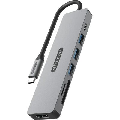 Sitecom - CN-5505 - Gris foncé - 7-in-1 - Hub USB - Publicité Sitecom - CN-5505 - Gris foncé - 7-in-1 - Hub USB - Publicité