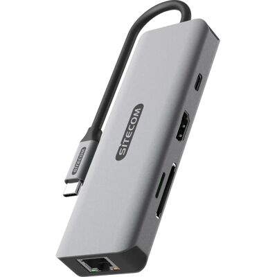 SiteCom Adaptateur USB-C 8-en-1 - Station d'accueil & Hub USB SiteCom Adaptateur USB-C 8-en-1 - Station d'accueil & Hub USB