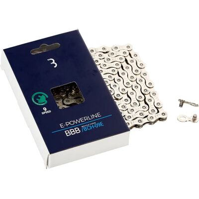 Kedja BBB BCH-9E E-Powerline - 9-växlad, Nikkel, Silver Kedja BBB BCH-9E E-Powerline - 9-växlad, Nikkel, Silver