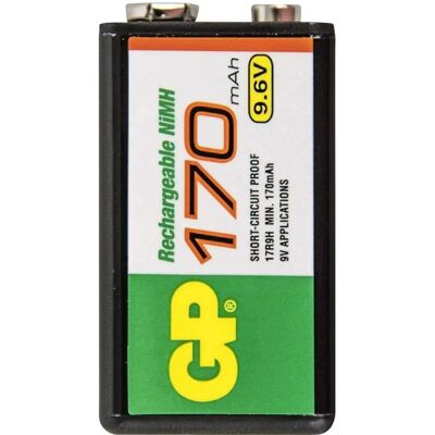 GP Batteries 9V Rechargeable NiMH Battery - 170mAh - 9.6V - Battery GP Batteries 9V Rechargeable NiMH Battery - 170mAh - 9.6V - Battery