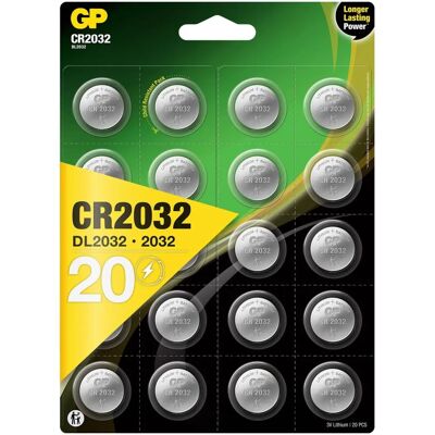 GP Batteries CR2032 Lithium Knopcelbatterijen - 20 Stuks GP Batteries CR2032 Lithium Knopcelbatterijen - 20 Stuks