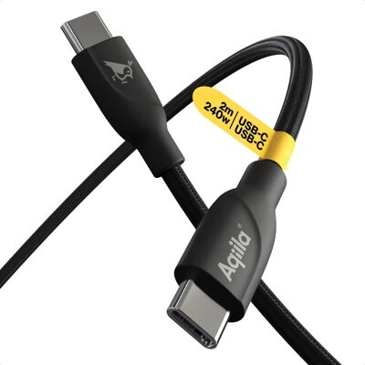 Aqiila CB12 USB-C Kabel - 2m, Schwarz - Schnelles Laden & Daten Aqiila CB12 USB-C Kabel - 2m, Schwarz - Schnelles Laden & Daten