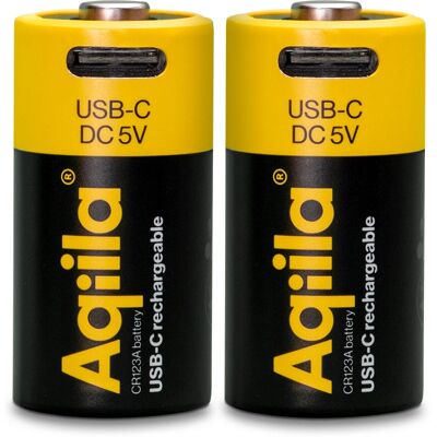 Aqiila Rechargeable Lithium-Ion Battery - USB-C - Pack of 2 Aqiila Rechargeable Lithium-Ion Battery - USB-C - Pack of 2