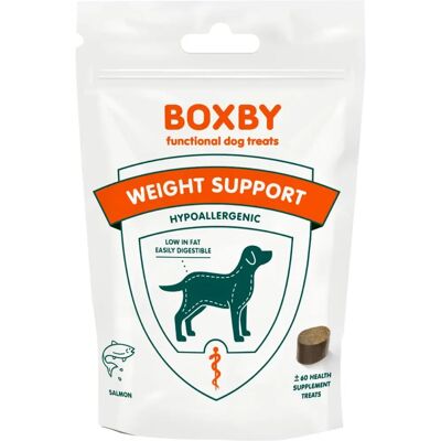Friandises pour chien Boxby Weight Support au saumon - Contrôle du poids - Publicité Friandises pour chien Boxby Weight Support au saumon - Contrôle du poids - Publicité
