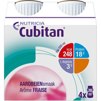 Nutricia Cubitan Fraise 4 x 200ml - Complément nutritionnel liquide Nutricia Cubitan Fraise 4 x 200ml - Complément nutritionnel liquide