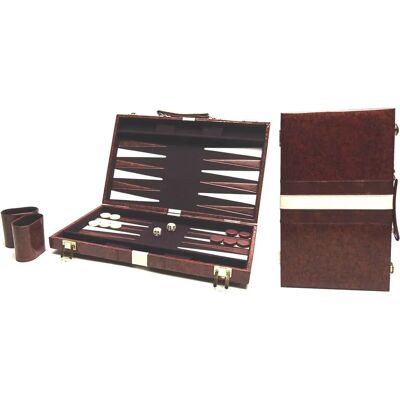 Hot Games Backgammon Étui Vinyle Marron 46x30cm - Jeu de Backgammon - Publicité Hot Games Backgammon Étui Vinyle Marron 46x30cm - Jeu de Backgammon - Publicité