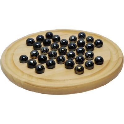 HOT Games Solitaire - Plateau en Bois de 22cm avec Boules en Verre Noire - Jeu Classique - Publicité HOT Games Solitaire - Plateau en Bois de 22cm avec Boules en Verre Noire - Jeu Classique - Publicité