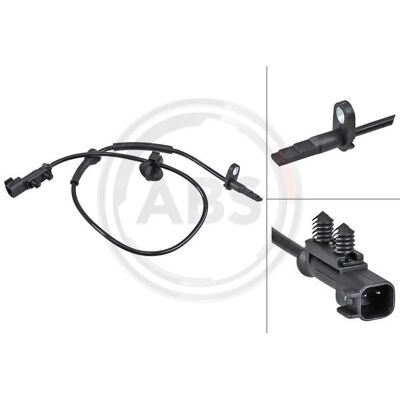 A.B.S. 30104 Sensore velocità ruota - Attivo, Nero, 705mm A.B.S. 30104 Sensore velocità ruota - Attivo, Nero, 705mm