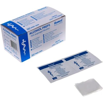 Romed alcohol wipes - Kleine desinfectiedoekjes - 100 stuks Romed alcohol wipes - Kleine desinfectiedoekjes - 100 stuks