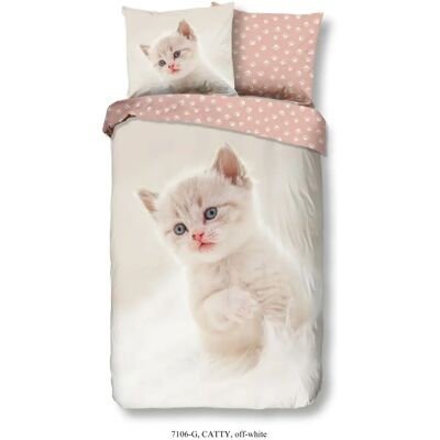 Housse de duvet "Catty" - Ecru - (140x220 cm) - Publicité Housse de duvet "Catty" - Ecru - (140x220 cm) - Publicité