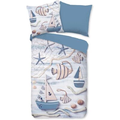 Good Morning Maritim Omkeerbare Blauwe Bedlinnen - Beddengoed Good Morning Maritim Omkeerbare Blauwe Bedlinnen - Beddengoed