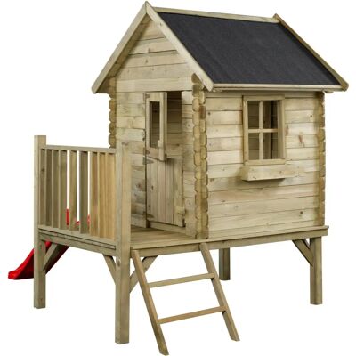 SwingKing Camilla Holzspielhaus mit Rutsche - Für Kinder Draußen SwingKing Camilla Holzspielhaus mit Rutsche - Für Kinder Draußen
