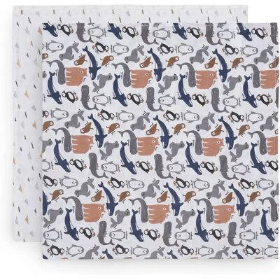 Pañales de muselina para bebé Jollein - Set de 2 115x115cm Pañales de muselina para bebé Jollein - Set de 2 115x115cm