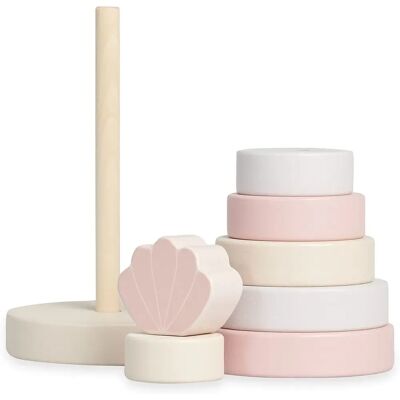 Jollein Torre di Impilamento Shell Pink - Anelli e Conchiglia Jollein Torre di Impilamento Shell Pink - Anelli e Conchiglia