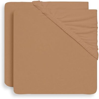 Drap jumeau en jersey Jollein - 60x120cm - Biscuit - Pack de 2 Drap jumeau en jersey Jollein - 60x120cm - Biscuit - Pack de 2