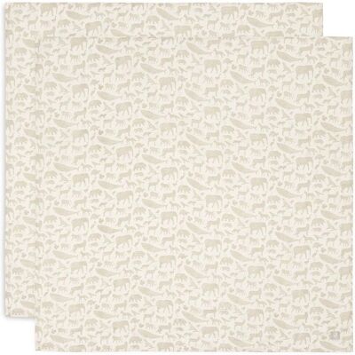 Jollein Animals Nougat Bébé Multidoek - 115x115 cm, Pack de 2 Jollein Animals Nougat Bébé Multidoek - 115x115 cm, Pack de 2