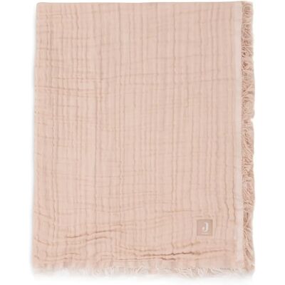 Jollein - Muslin Fringe - Różowy - Kocyk do łóżeczka Jollein - Muslin Fringe - Różowy - Kocyk do łóżeczka