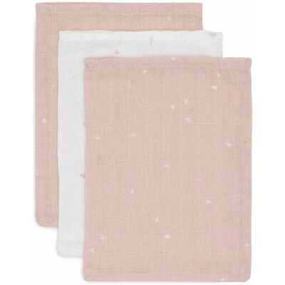 Jollein - Twinkling Wild Rose 3-Pack - Rose - Doekjes-Set Jollein - Twinkling Wild Rose 3-Pack - Rose - Doekjes-Set