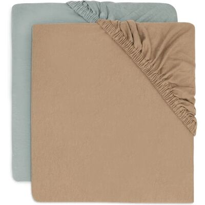 Jollein Jersey Sea Green / Biscuit 60 x 120 cm - Postýlka prostěradlo Jollein Jersey Sea Green / Biscuit 60 x 120 cm - Postýlka prostěradlo