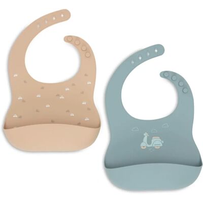 Jollein Baby Lätzchen Set aus 2 - Weiches Silikon - Verstellbarer Verschluss Jollein Baby Lätzchen Set aus 2 - Weiches Silikon - Verstellbarer Verschluss