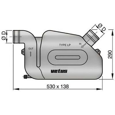 Sistema de Escape Vetus LP75 Plata Waterlock 10,5L Sistema de Escape Vetus LP75 Plata Waterlock 10,5L