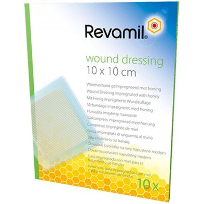 Compresses de Miel Revamil - 10x10cm, 10 pièces - Publicité Compresses de Miel Revamil - 10x10cm, 10 pièces - Publicité