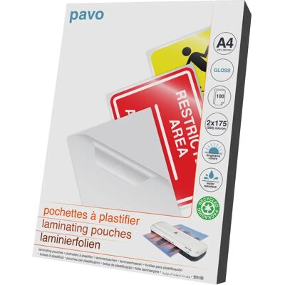 Pavo Premium Pellicola per Plastificazione - A4, 2 x 175 Micron, 100 pezzi Pavo Premium Pellicola per Plastificazione - A4, 2 x 175 Micron, 100 pezzi