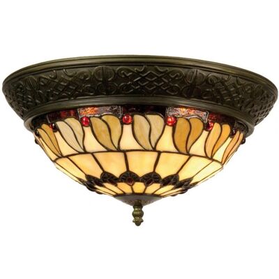 LumiLamp - Tiffany - Béžové sklo - Olovnaté sklo - Stropní lampa LumiLamp - Tiffany - Béžové sklo - Olovnaté sklo - Stropní lampa