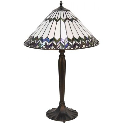 LumiLamp - Tiffany Tafellamp Ø 40x62 - Bílohněté sklo - Tiffany Stolní lampa - Stolní svítilna LumiLamp - Tiffany Tafellamp Ø 40x62 - Bílohněté sklo - Tiffany Stolní lampa - Stolní svítilna