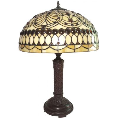 LumiLamp - Tiffany Tafellamp - Béžové sklo - Stolní lampa LumiLamp - Tiffany Tafellamp - Béžové sklo - Stolní lampa