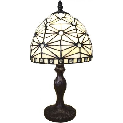 LumiLamp - Tiffany Tafellamp Ø18x33 cm - Beige - Tiffany Glass - Stolní lampa LumiLamp - Tiffany Tafellamp Ø18x33 cm - Beige - Tiffany Glass - Stolní lampa