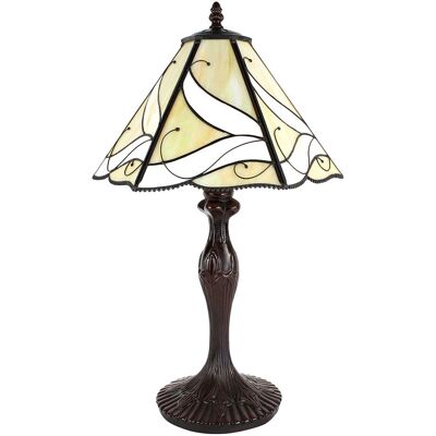 LumiLamp Tiffany Stolní lampa Ø 31x43 cm Béžová Bílá Sklo Plast - Stolní lampa LumiLamp Tiffany Stolní lampa Ø 31x43 cm Béžová Bílá Sklo Plast - Stolní lampa