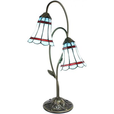 LumiLamp - Tiffany Tafellamp 61 cm - Modře hnědé sklo - Stolní lampa LumiLamp - Tiffany Tafellamp 61 cm - Modře hnědé sklo - Stolní lampa
