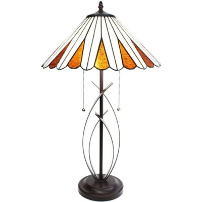 LumiLamp - Tiffany Tafellamp Ø41x69 - Beige Glas - Stolní lampa LumiLamp - Tiffany Tafellamp Ø41x69 - Beige Glas - Stolní lampa