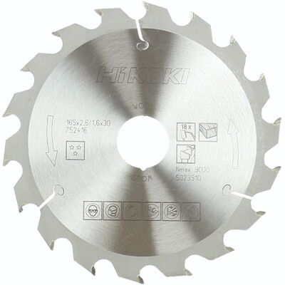 HiKOKI Kreissägeblatt 165x30/20 18Z für Holz - Kreissägeblatt HiKOKI Kreissägeblatt 165x30/20 18Z für Holz - Kreissägeblatt