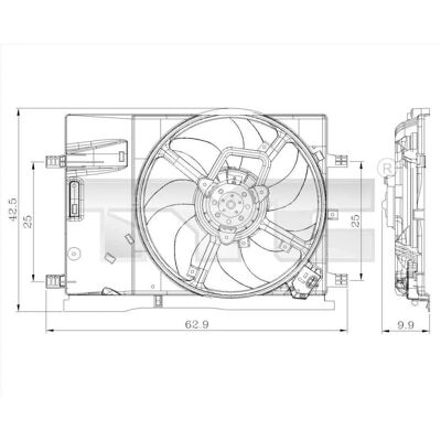 Ventilador de radiador TYC 390mm 240W para veículos com A/C Ventilador de radiador TYC 390mm 240W para veículos com A/C