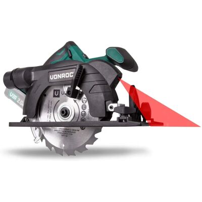 Sierra circular inalámbrica Vonroc 20V - 150mm - Incl. hojas, guía, estuche Sierra circular inalámbrica Vonroc 20V - 150mm - Incl. hojas, guía, estuche