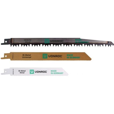 VONROC - Ensemble de 3 lames universelles pour scie sabre - bois et métal - Publicité VONROC - Ensemble de 3 lames universelles pour scie sabre - bois et métal - Publicité