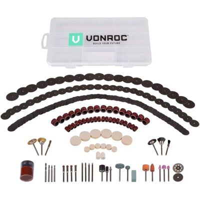 Ensemble d'accessoires universel VONROC de 192 pièces pour outils rotatifs - Publicité Ensemble d'accessoires universel VONROC de 192 pièces pour outils rotatifs - Publicité