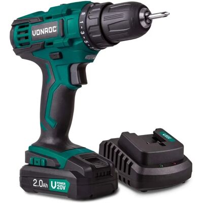 Taladro inalámbrico VONROC 20V - Juego completo con batería y cargador Taladro inalámbrico VONROC 20V - Juego completo con batería y cargador