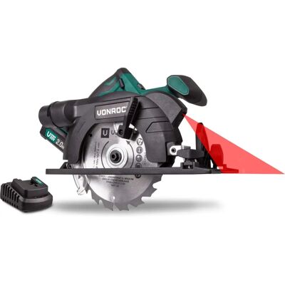 Sierra Circular Inalámbrica VPower 20V de Vonroc - Set Completo con Batería, Cargador Rápido, Hoja, Guía y Bolsa Sierra Circular Inalámbrica VPower 20V de Vonroc - Set Completo con Batería, Cargador Rápido, Hoja, Guía y Bolsa